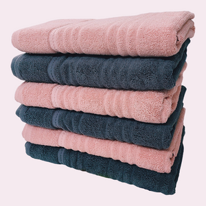 Bath Terry Towels - Pink & Grey
