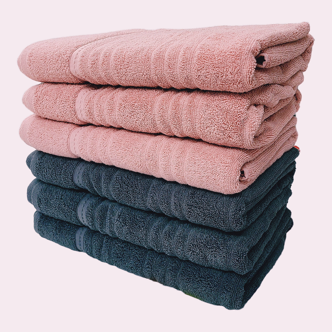 Bath Terry Towels - Pink & Grey