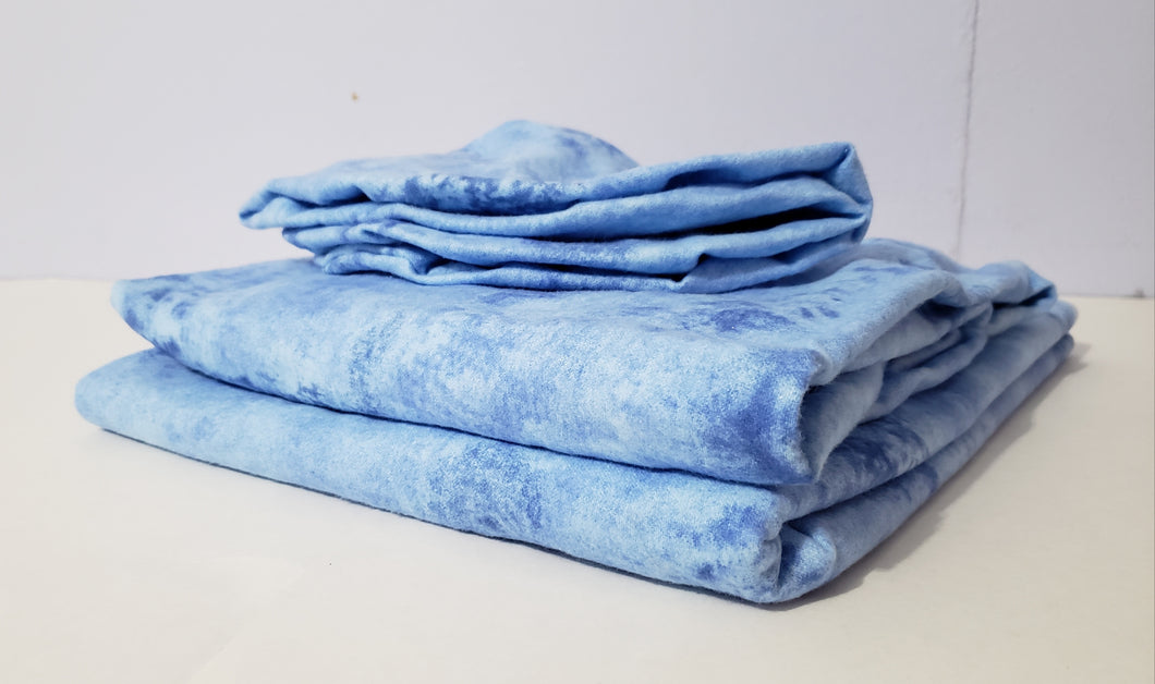 Light Blue Marble Cotton Flannel Sheet Set (Pick Your Sizes) *Wide Flat and Wide Fitted Available*