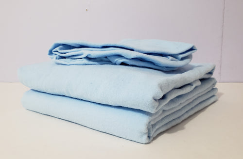 Sky Blue Cotton Flannel Sheet Set (Pick Your Sizes) *Wide Flat and Wide Fitted Available*