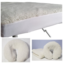 Load image into Gallery viewer, Sherpa Fleece Set (Fitted Table Cover and Face Cradle Cover)