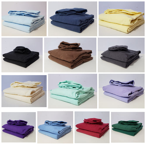 Standard Size Colored Cotton Flannel Sheet Set (Pick your Color and Cradle Style)